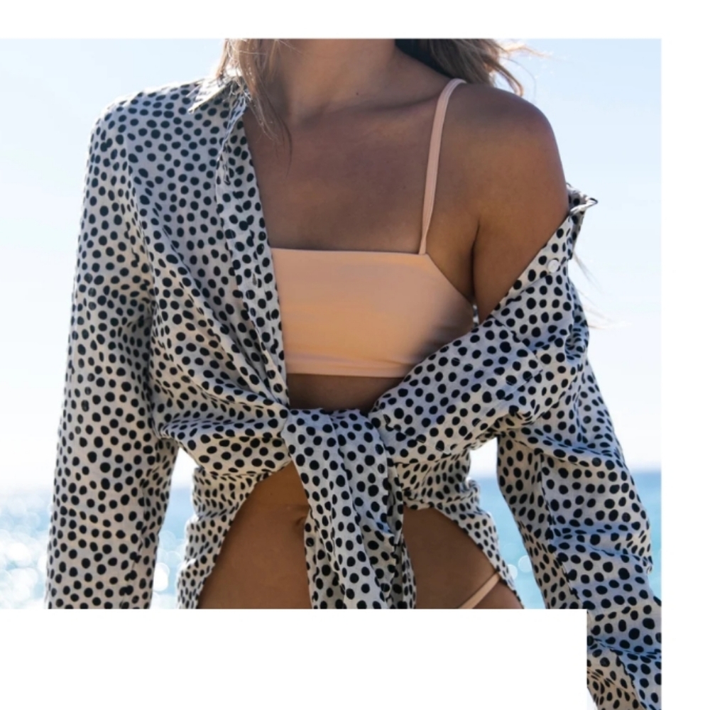 Indigo Swimwear Eco-friendly Polka Dot Lrg Square Cover Up Wrap OSFM NWT - Picture 10 of 11
